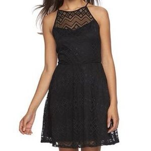 KOHL'S LILY ROSE Black Lace Fit and Flare Dress XL Extra Large Juniors